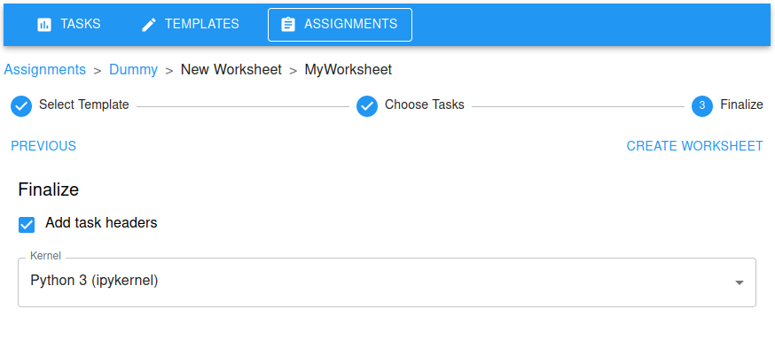 Worksheet options