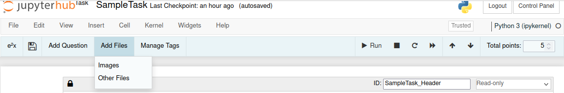 Adding files via the authoring toolbar