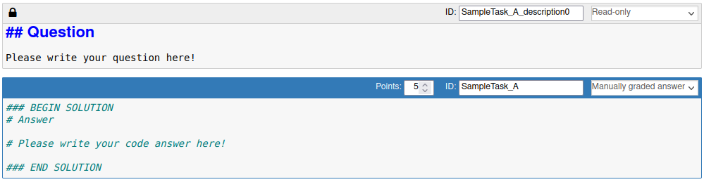 The manually graded code question
