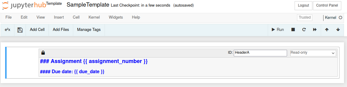 A template with variables